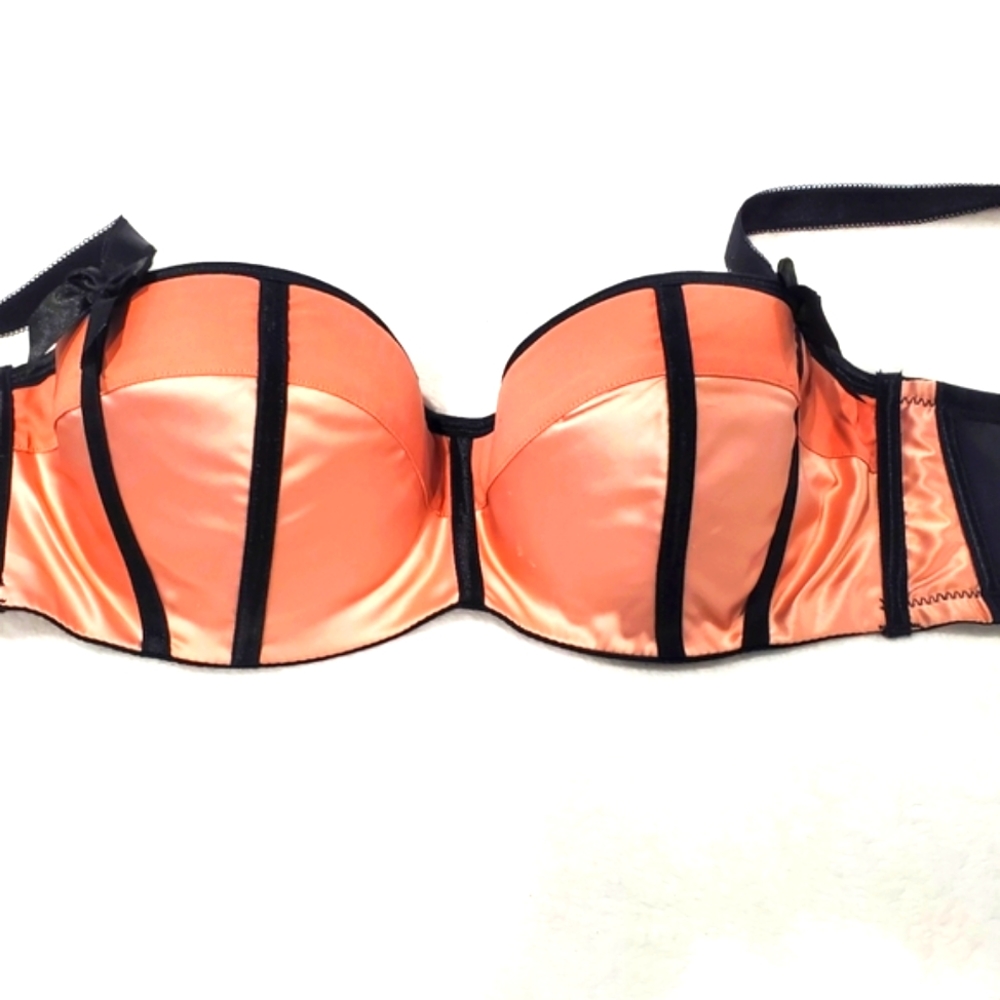32DD 32E 34C Parfait unique pinup style striped classy pink bra with bows